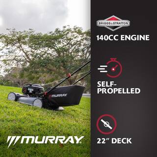 Murray 22 in. 140 cc Briggs  Stratton Walk Behind Gas Self-Propelled Lawn Mower with Front Wheel Drive and Bagger MNA153003