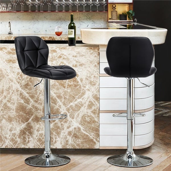 Yaheetech Adjustable Faux Leather Swivel Armless Bar Stool， Set of 2