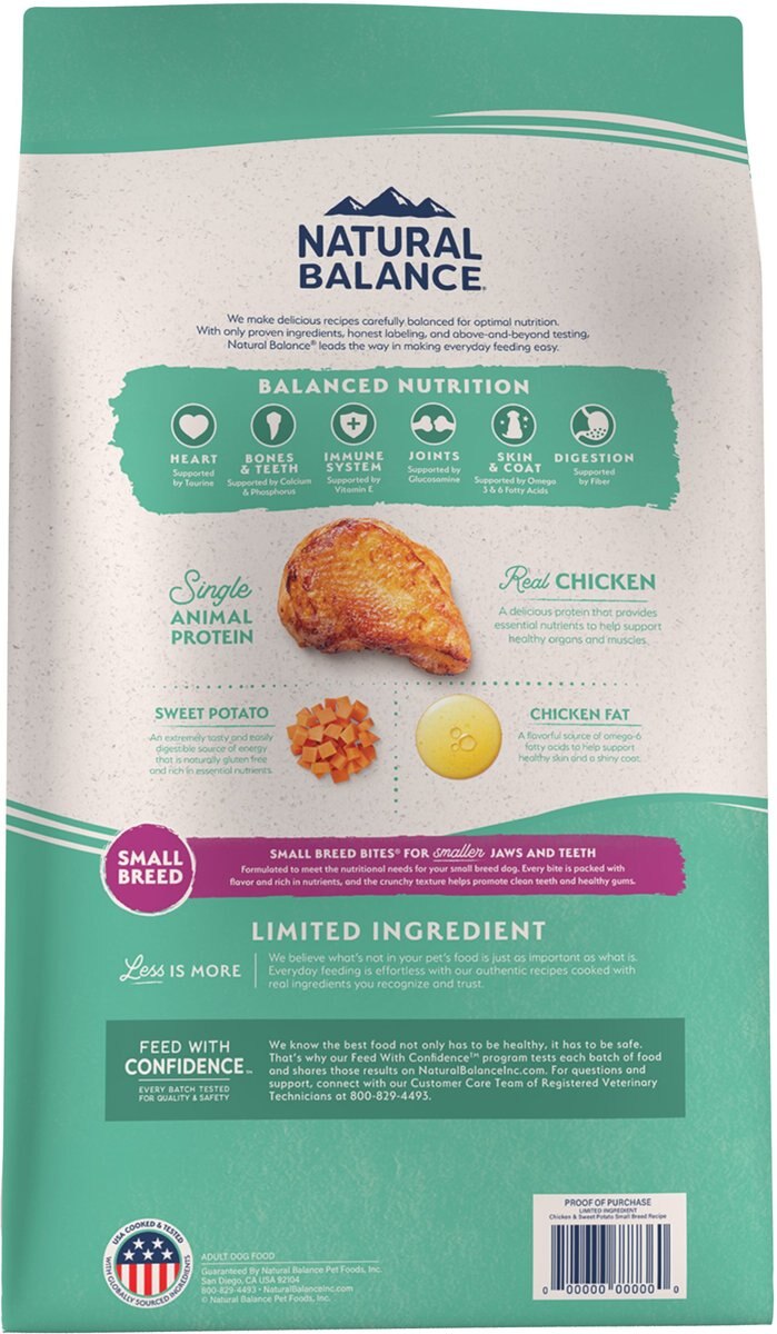 Natural Balance Limited Ingredient Grain-Free Chicken and Sweet Potato Small Breed Bites Recipe Dry Dog Food