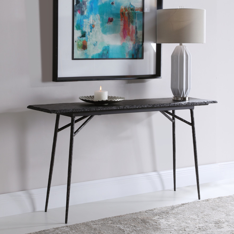 Uttermost Kaduna Slate Console Table   Midcentury   Console Tables   by HedgeApple  Houzz