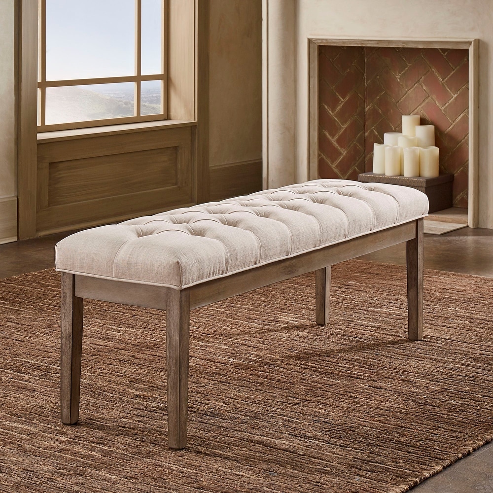 Benchwright Premium Tufted Reclaimed Look 52 inch Upholstered Bench by iNSPIRE Q Artisan