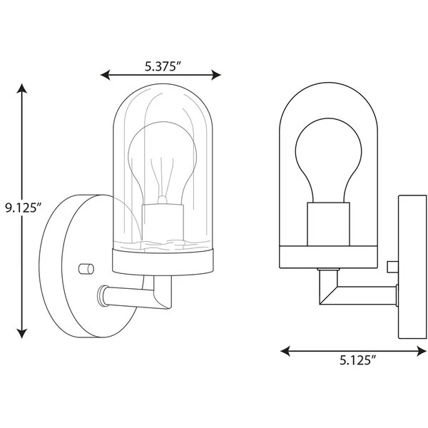 Signal Collection 1-Light Graphite Clear Glass Coastal Bath Vanity Light