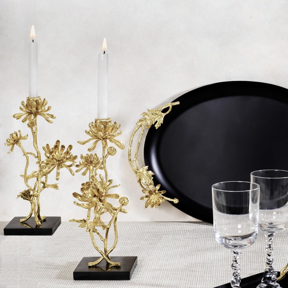 Dahlia Tall Candleholders S/2