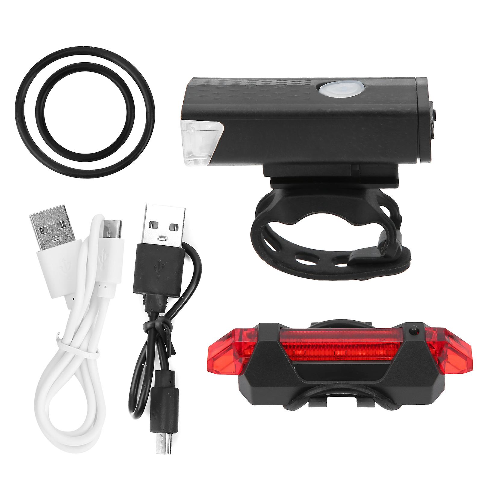 Bicycle Headlights Taillights Set Usb Charging Warning Intelligent Sensing Light Cycling