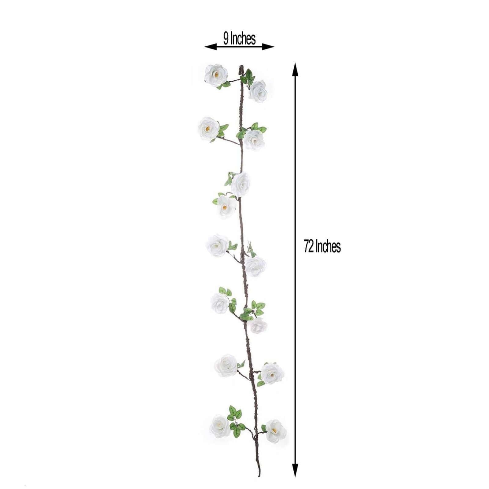 White Artificial Silk Rose Hanging Flower Garland, Faux Vine 6ft