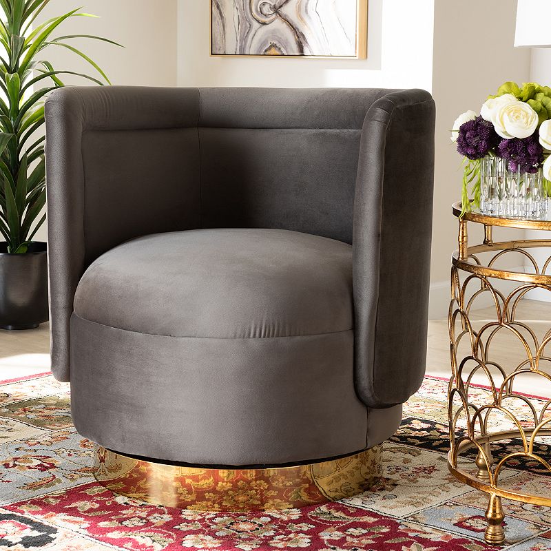 Baxton Studio Saffi Swivel Arm Chair