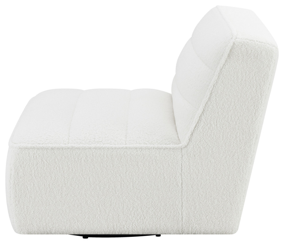 Cobie Upholstered Swivel Armless Chair Natural   Modern   Armchairs And Accent Chairs   by Modon  Houzz