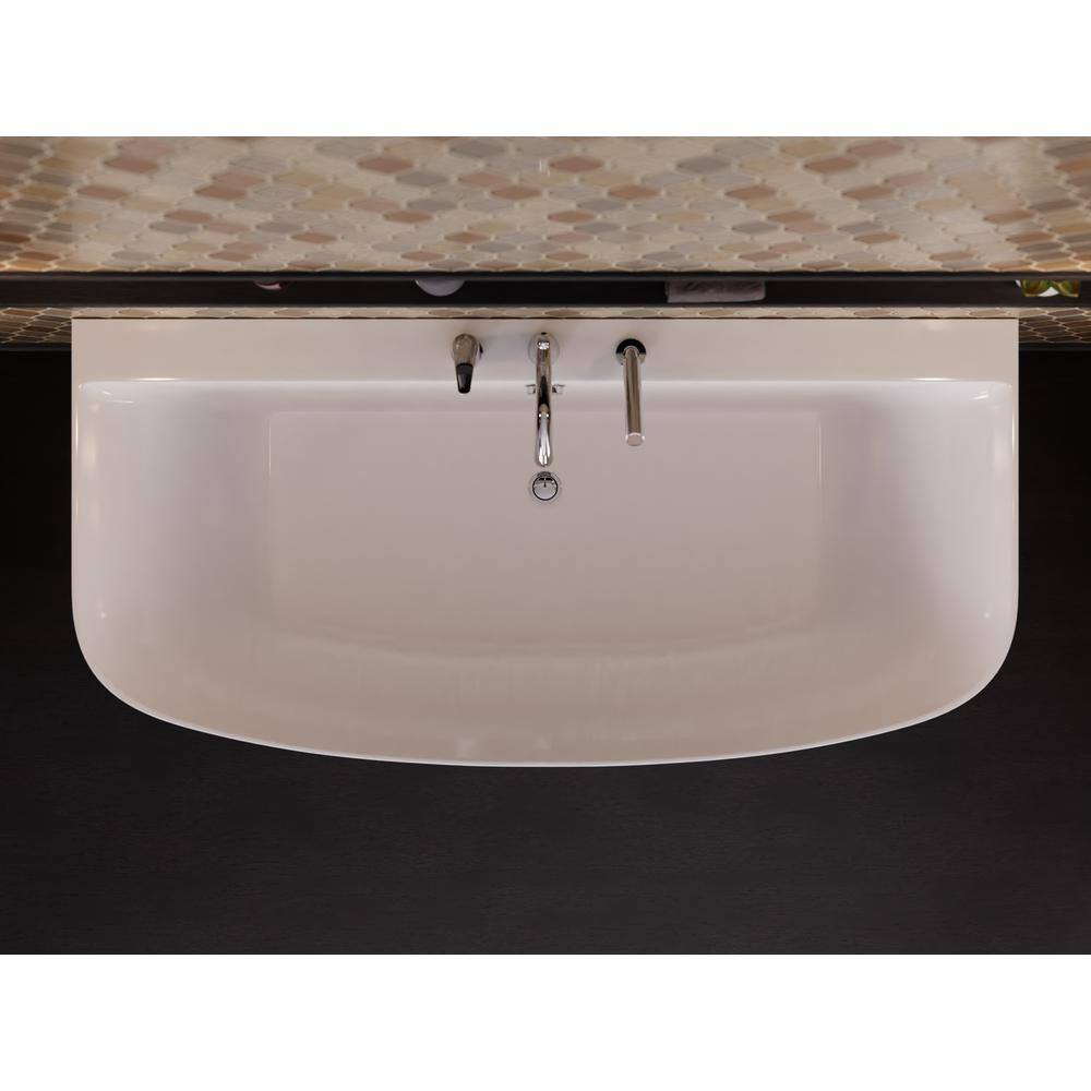 ANZZI Bank 65 in. Acrylic Flatbottom Non-Whirlpool Bathtub with Deck Mounted Faucet in White FT-FR112473CH