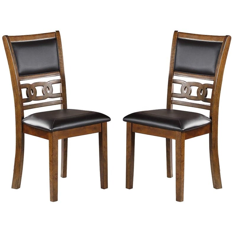 Dining Room Furniture Walnut Finish Set of 2 Side Chairs Cushion Seats