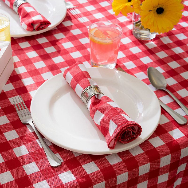 60 Red and White Plaid Round Outdoor Tablecloth