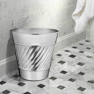 Monarch Abode Handcrafted Crest and Wave Embossed Metal Wastebasket (Nickel) 39328