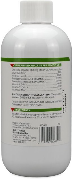 Vetoquinol Triglyceride OMEGA Omega-3 Fatty Acid Liquid Supplement for Cats and Dogs