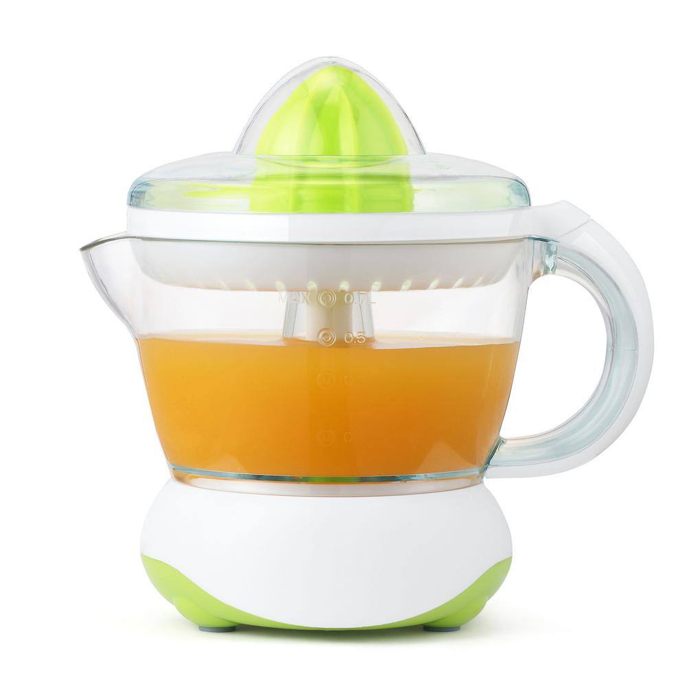 Continental Electric 40 W 24 oz. WhiteGreen Electric Citrus Juicer Dust Cover Easy Pour Spout CE-JU121