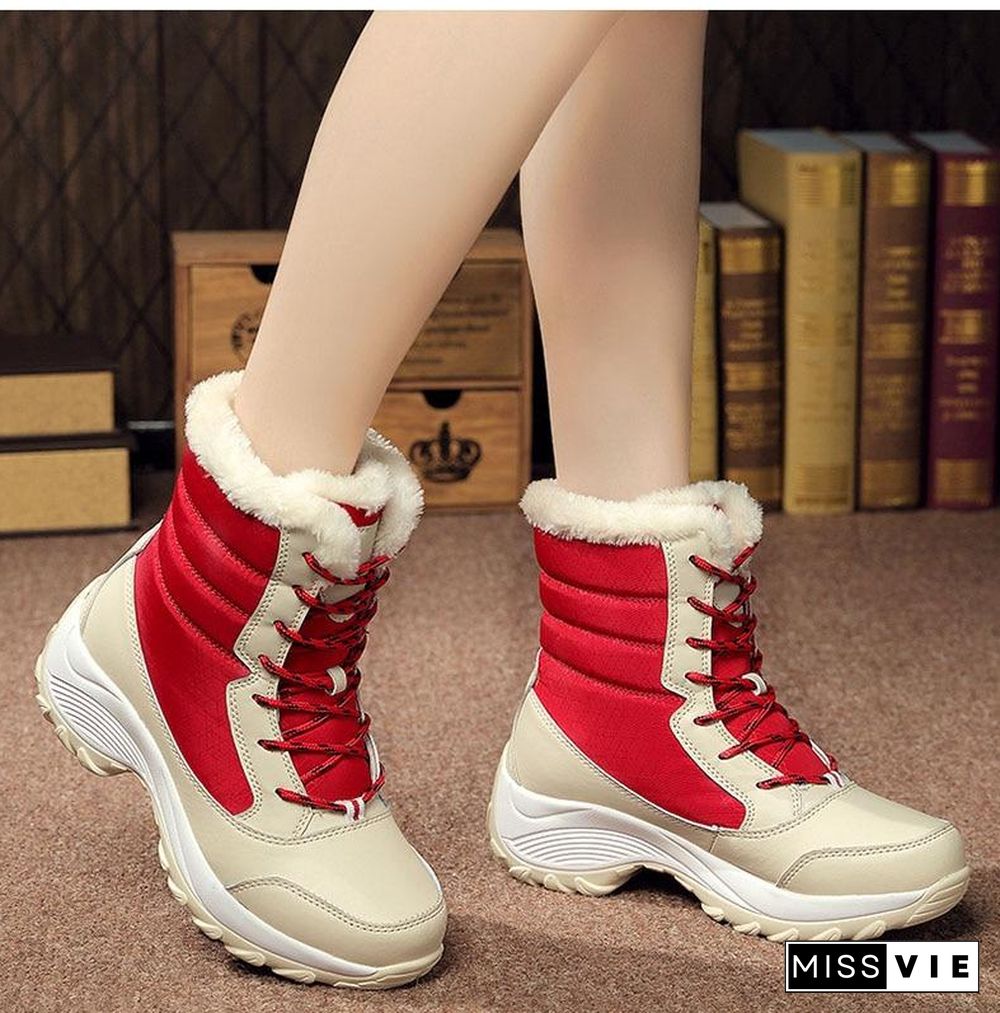 Women Boots Waterproof Winter Snow Boots Platform Warm Ankle Winter Boots With Thick Fur