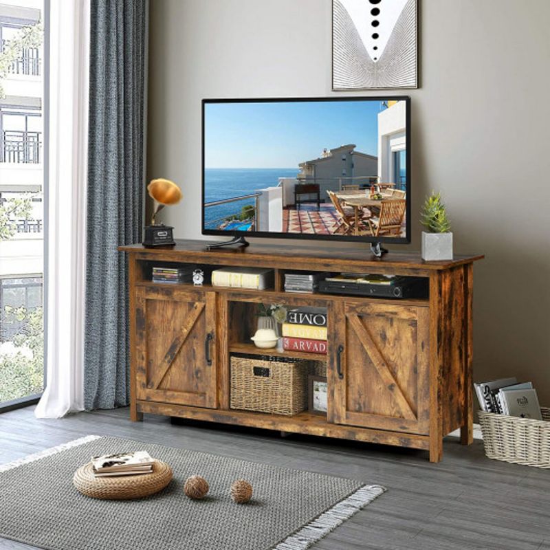 60 Industrial Tv Stand Entertainment Center With Shelve And Cabinet-brown