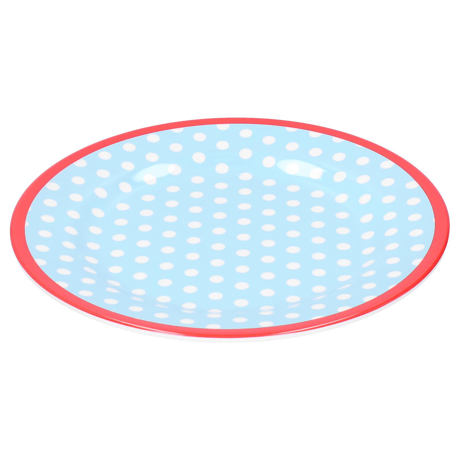 12PCS Salad Plate High‑Grade Imitation Porcelain Dinnerware Tableware for Home UseLight Blue Dot