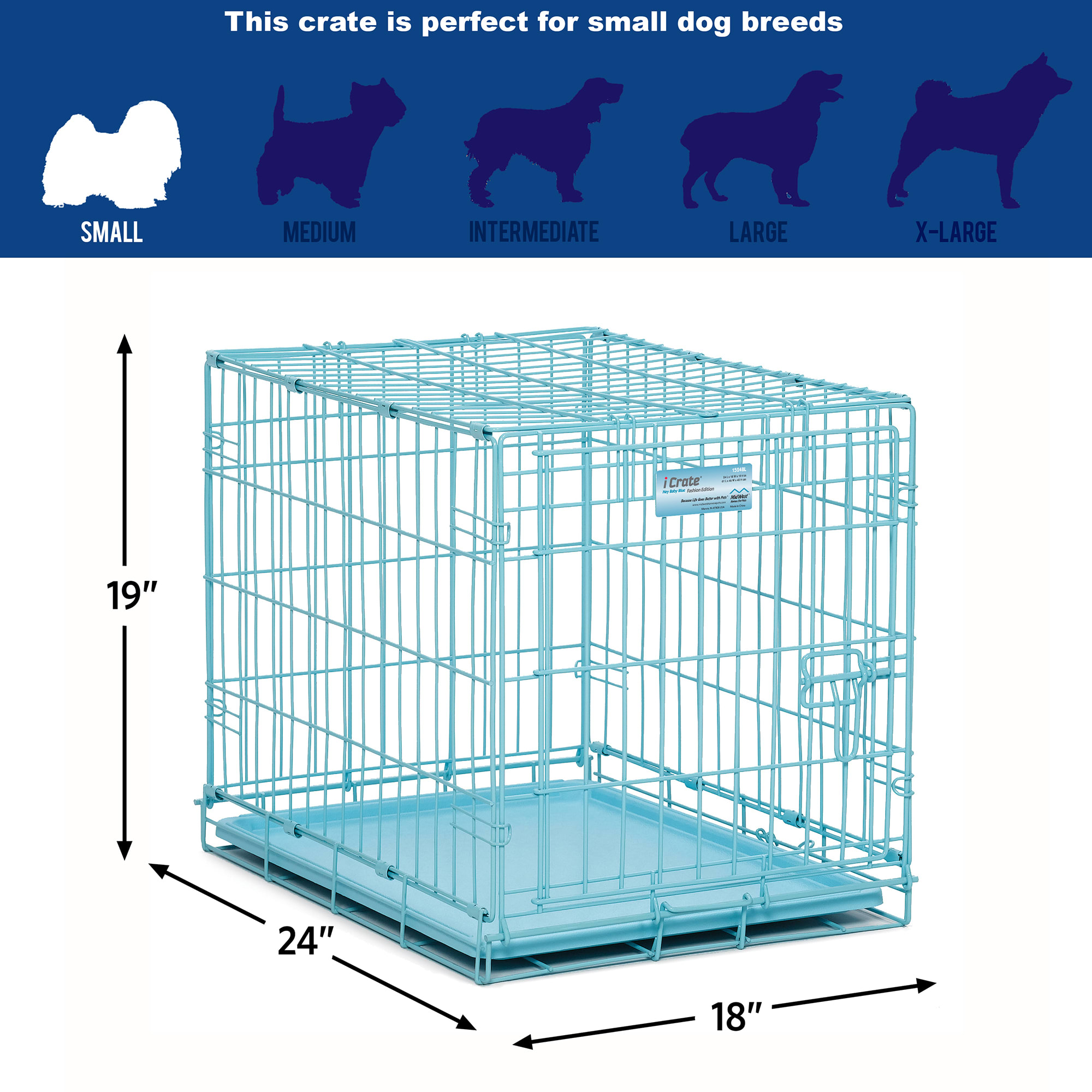 Midwest Blue iCrate Single Door for Dogs， 24.77