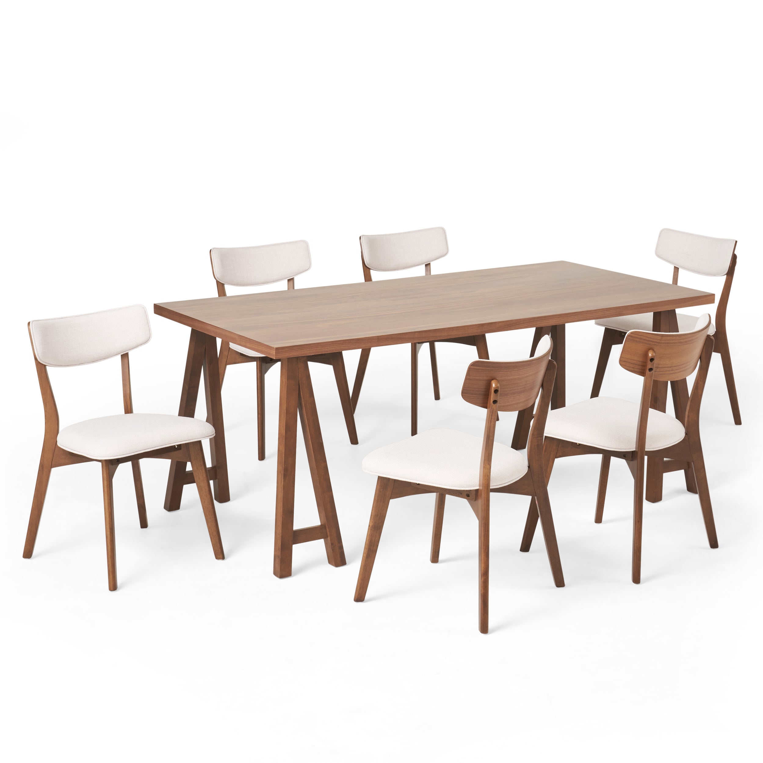 Turat Mid-Century Modern 7 Piece Dining Set with A-Frame Table