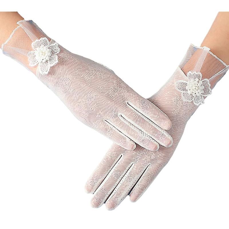 Women Floral Decor Lace Long Gloves Mesh Gloves Cycling Driving Accessories