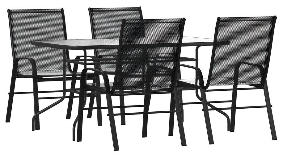 5 Piece Outdoor Patio Dining Set   55 Tempered Glass Patio Table with...   Transitional   Outdoor Dining Sets   by Pot Racks Plus  Houzz