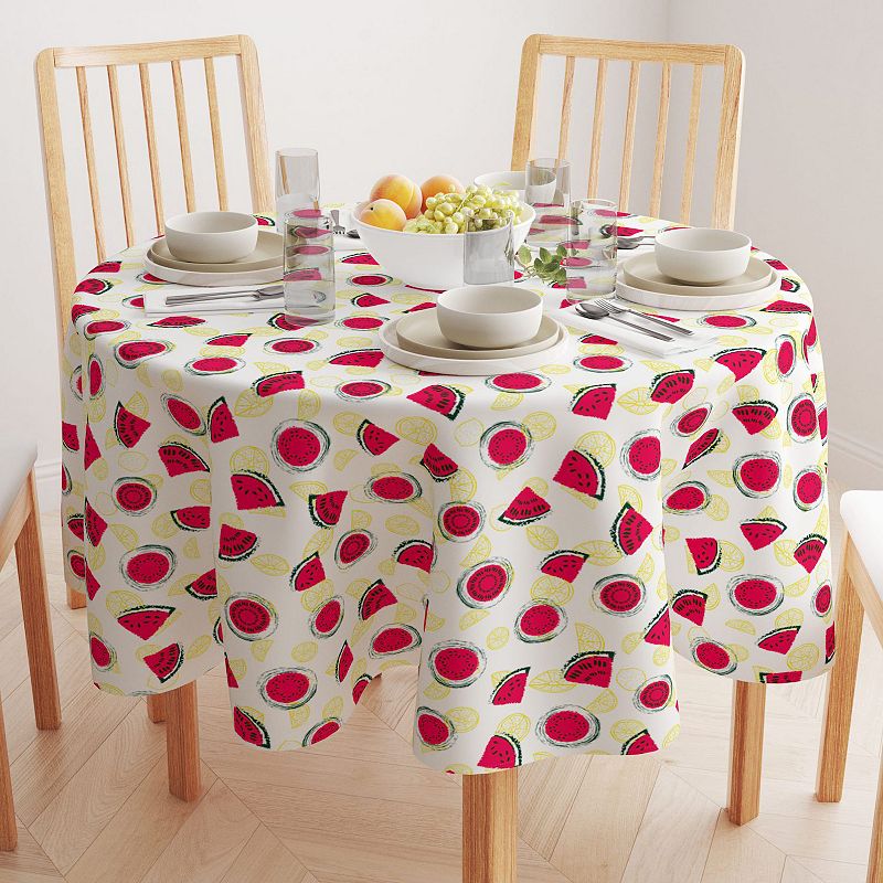 Round Tablecloth， 100% Polyester， 60 Round， Citrus Summertime