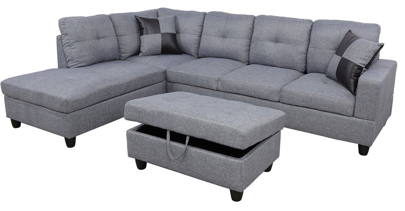 Lifestyle Furniture Edward Left Facing Sectional  ampOttoman in Cloud Gray   Transitional   Sectional Sofas   by Homesquare  Houzz