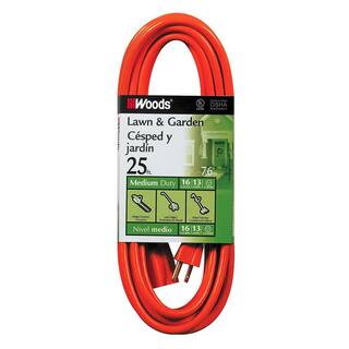 Woods 25 ft. 163 SJTW Outdoor Medium-Duty Extension Cord Orange 267