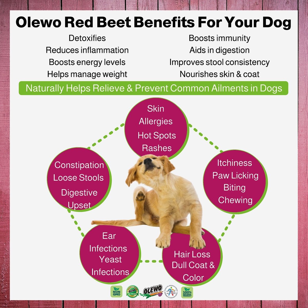 Olewo Itch and Allergy Relief Dehydrated Red Beets Healthy Weight Dog Food Topper