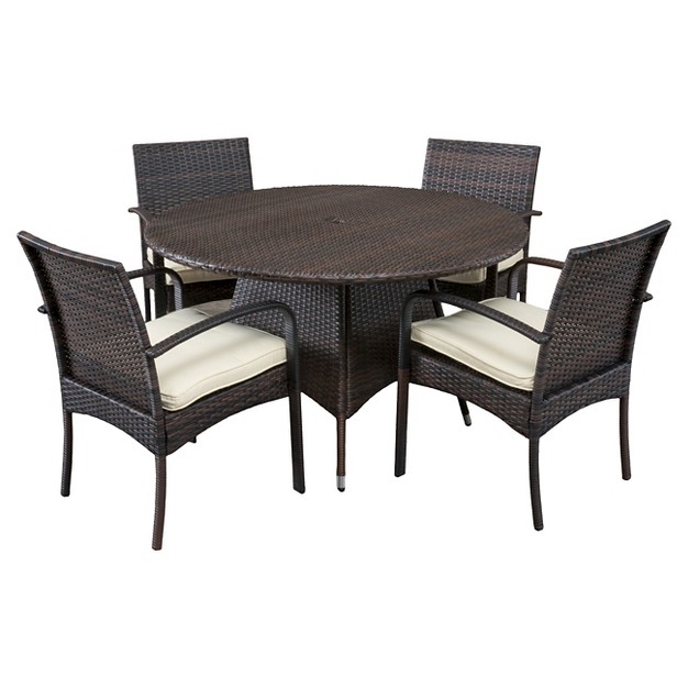 Theodore 5pc Wicker Patio Dining Set Christopher Knight Home