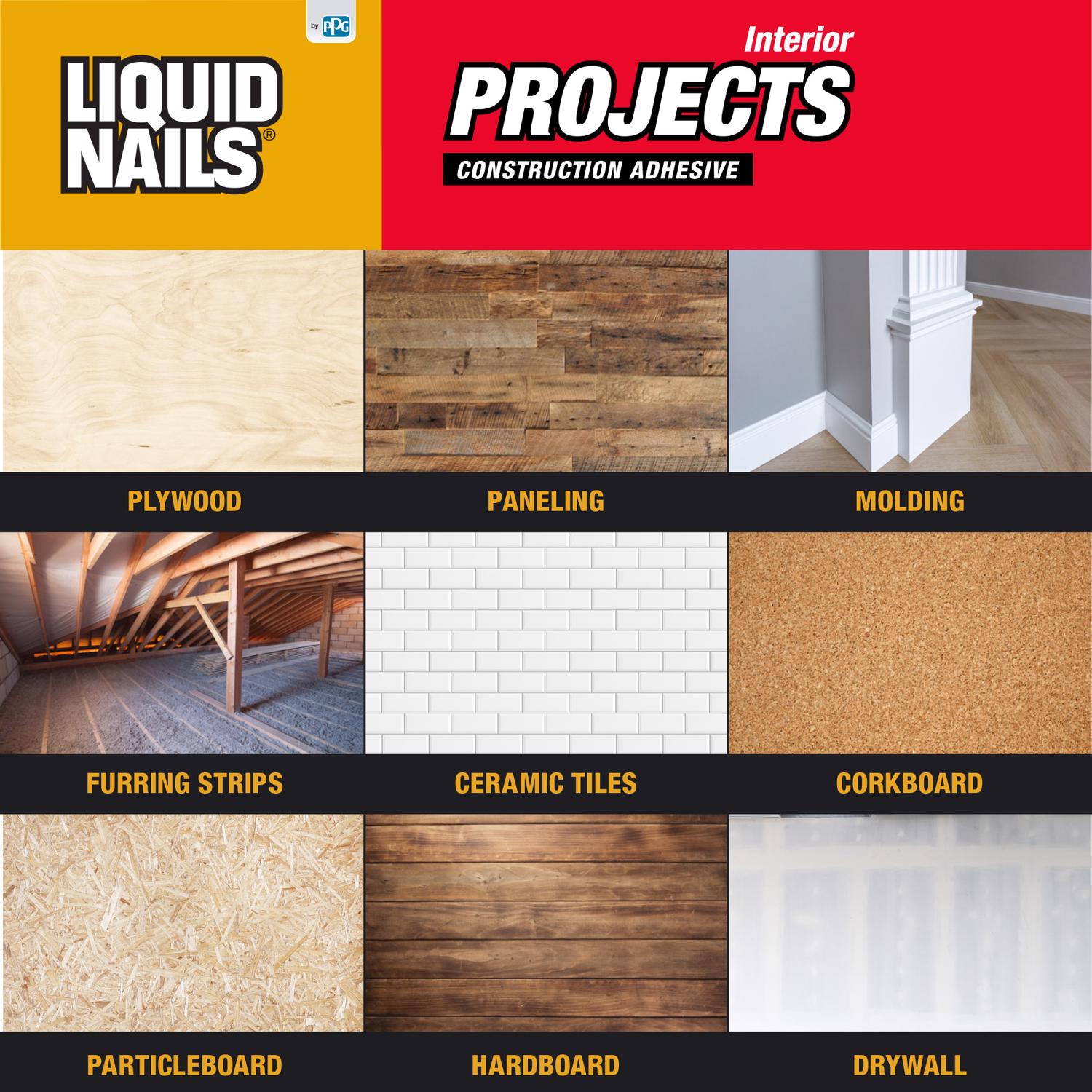 Liquid Nails Interior Projects Acrylic Latex Construction Adhesive 10 oz