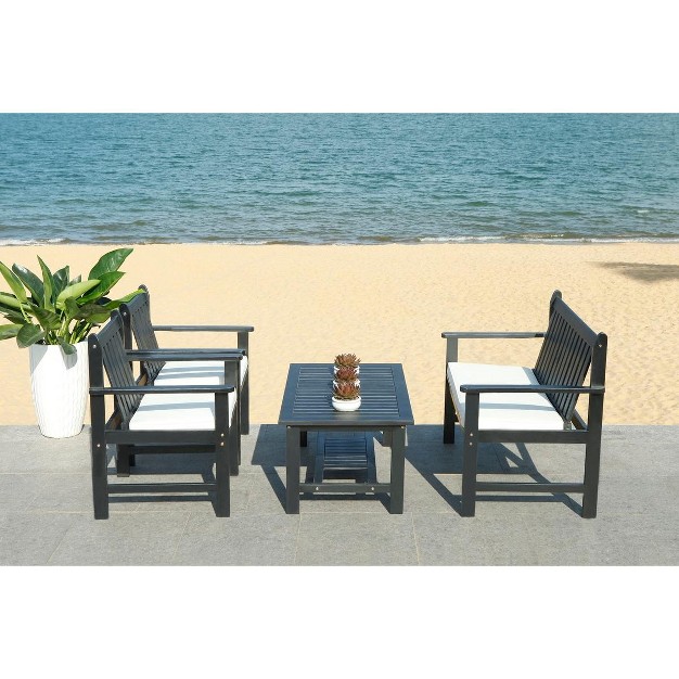 Burbank 4 Piece Patio Outdoor Conversation Set Safavieh