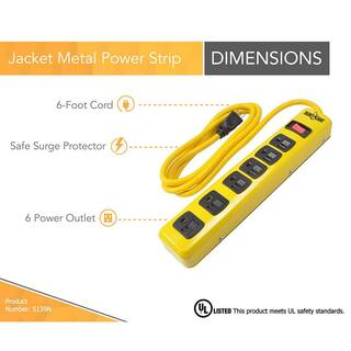 Yellow Jacket 6 ft. 6-Outlet Metal Heavy-Duty Power Strip with OnOff Switch 5139N