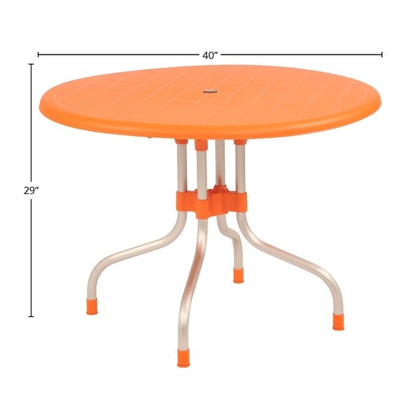 Delfino Plastic Resin Round Outdoor Patio Table