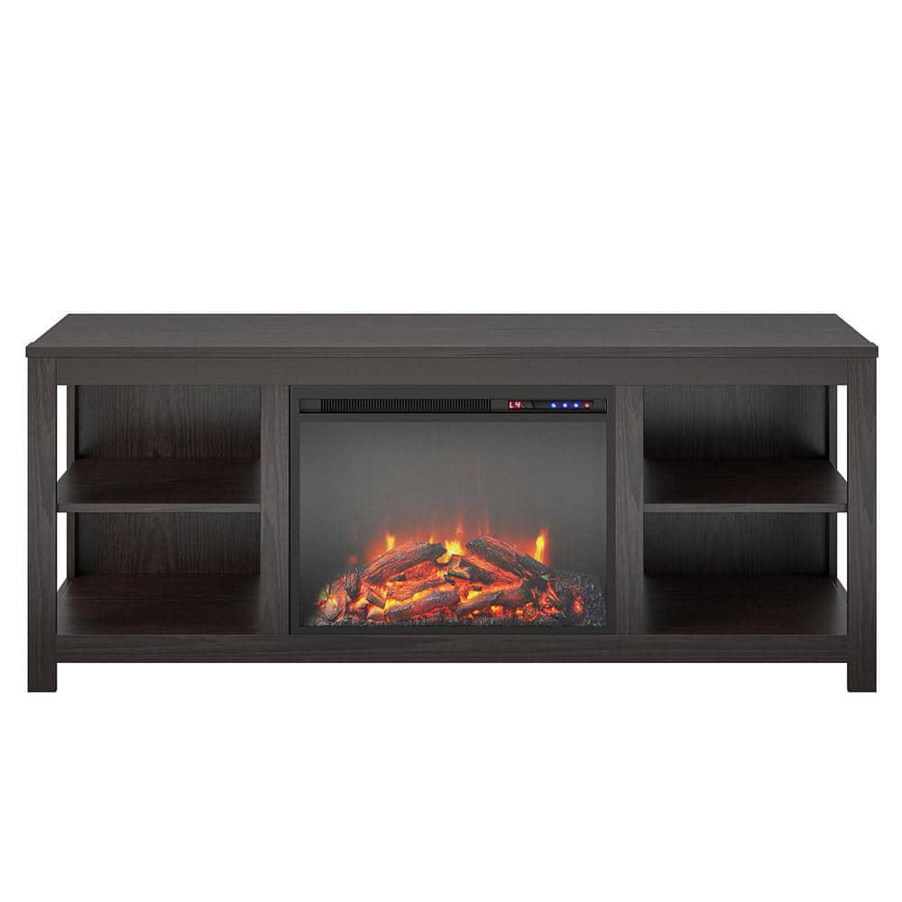 Ameriwood Home Eagle Hollow 5961 in Freestanding Electric Fireplace TV Stand in Espresso Fits TVs Up to 74 in