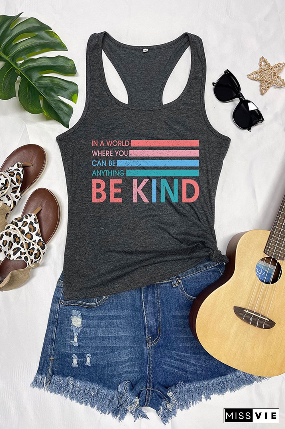 Be Kind Printed Sleeveless Tank Top Wholesale