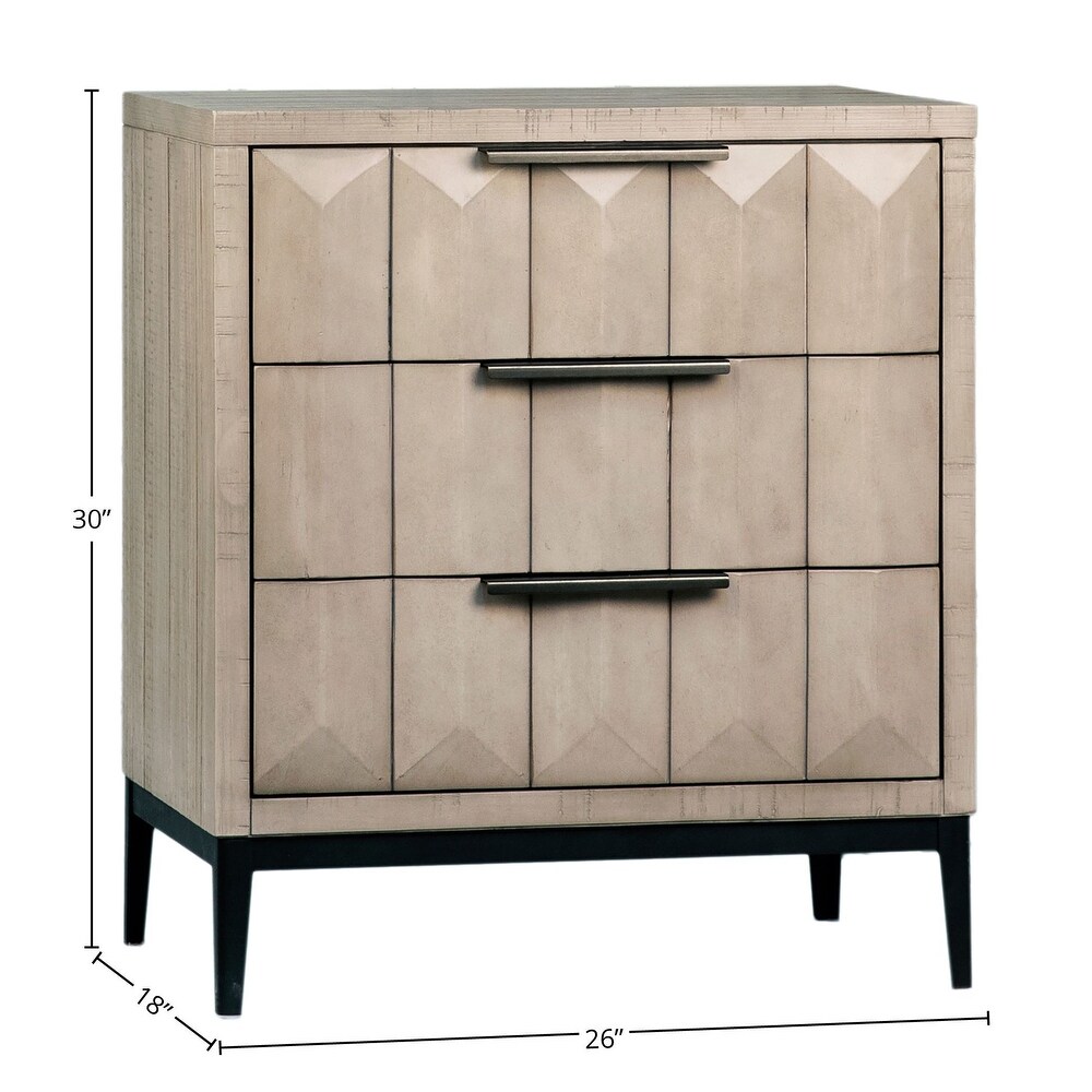 Emilia Grey Wash Pine Modern 3 Drawer Storage Nightstand