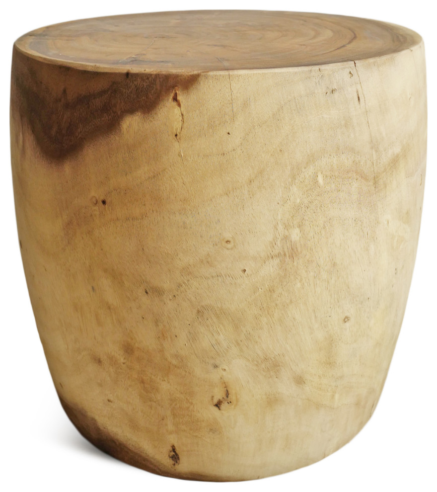 Monkey Pod Drum Stool Table 10   Rustic   Side Tables And End Tables   by Design Mix Furniture  Houzz