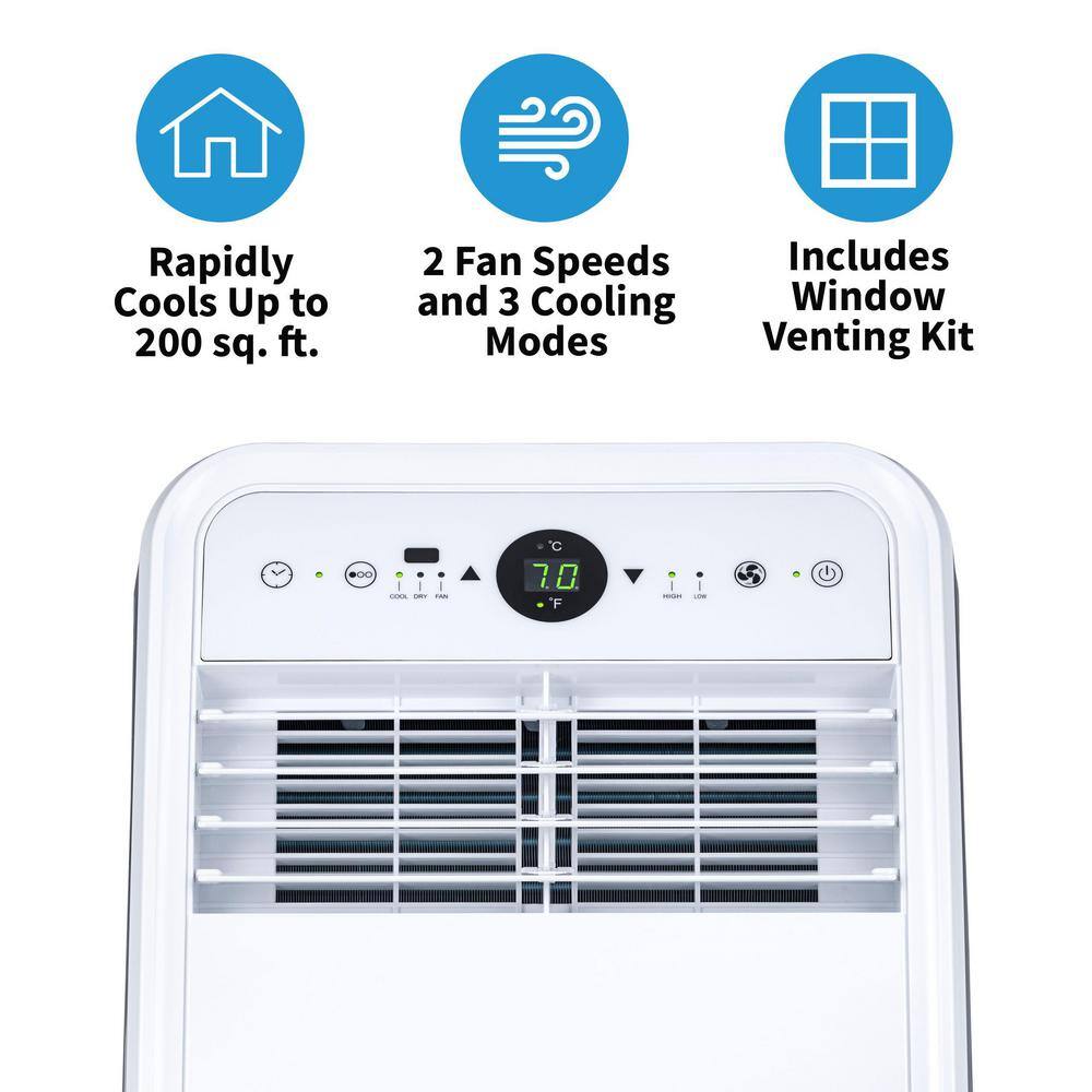 NewAir 7500 BTU (4000 BTU DOE) Portable Air Conditioner for 200 sq. ft. with Easy Setup Window Venting Kit and Remote-White NAC08KWH00