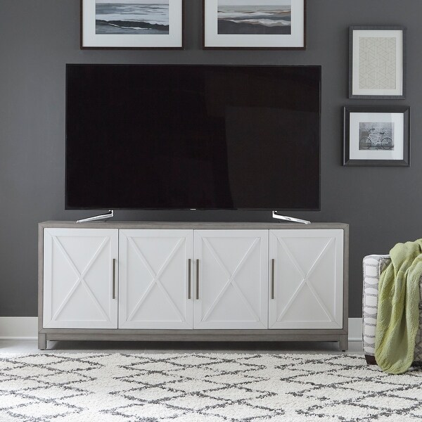 Palmetto Heights Two-Tone Shell White Driftwood 78 Inch TV Console