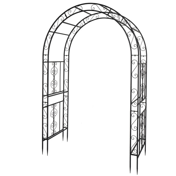 Fithood 134*59*213cm Double Layer Iron Art Arc Top Iron Arch Black