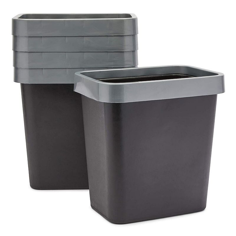 Medium Waste Baskets， Black Garbage Cans (11.6 x 11.1 x 7.87 in， 5 Pack)