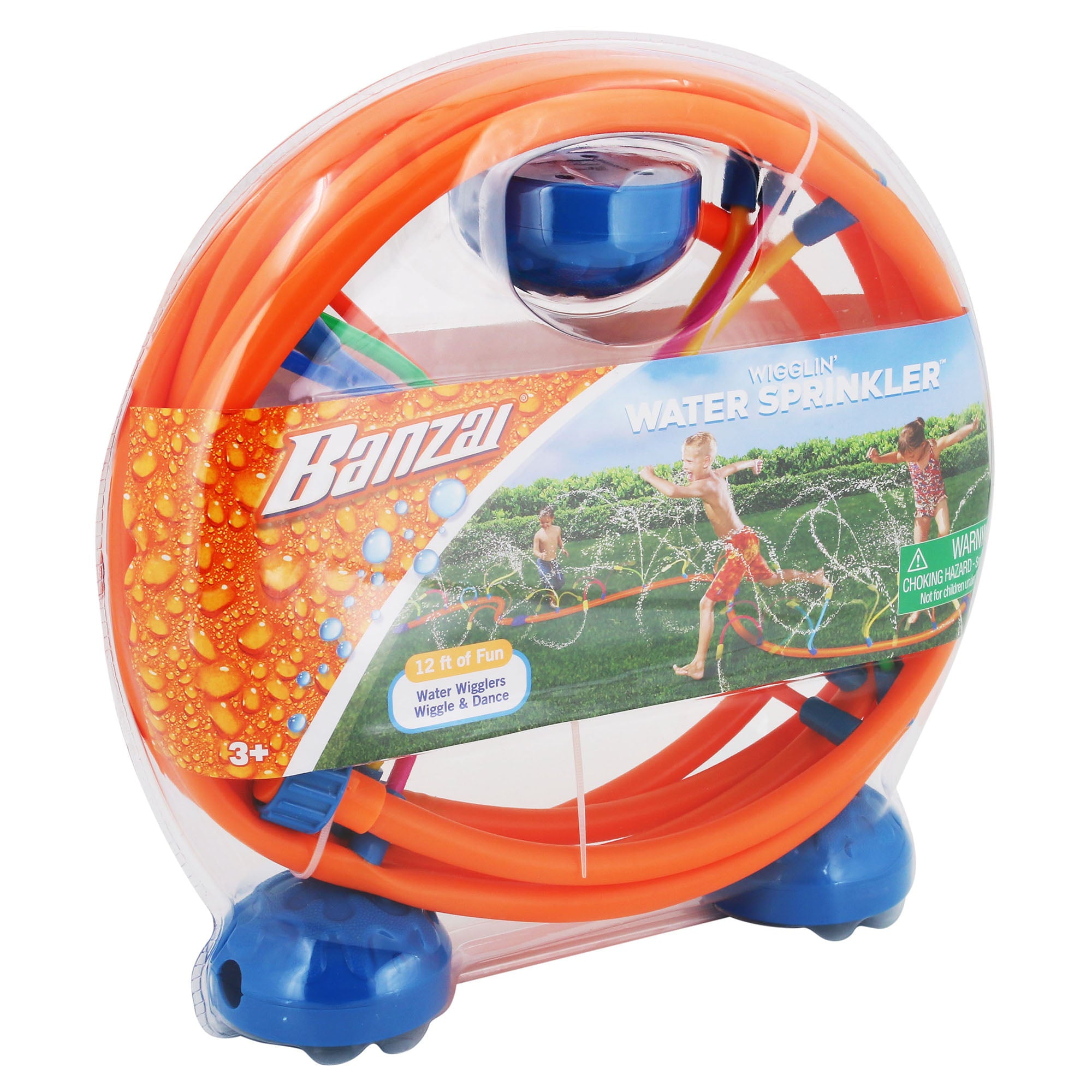 Banzai Wigglin Water Sprinkler 12' Outdoor Lawn Summer Family Fun Sprinkler， Ages 3+