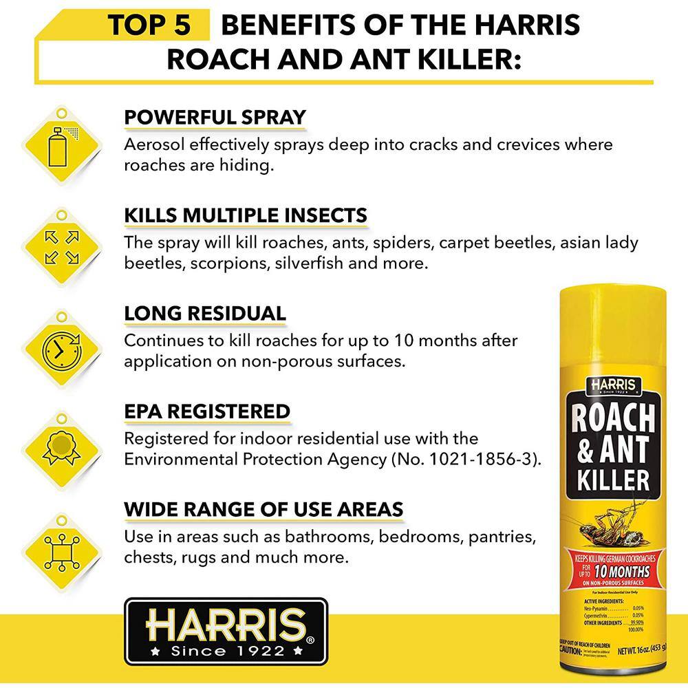 Harris 16 oz. 10-Month Roach and Ant Killer Aerosol Spray RA-16