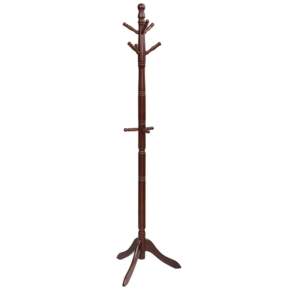 Costway Coat Rack Wooden Hall Tree 2 Adjustable Height w/ 9 Hooks   See details