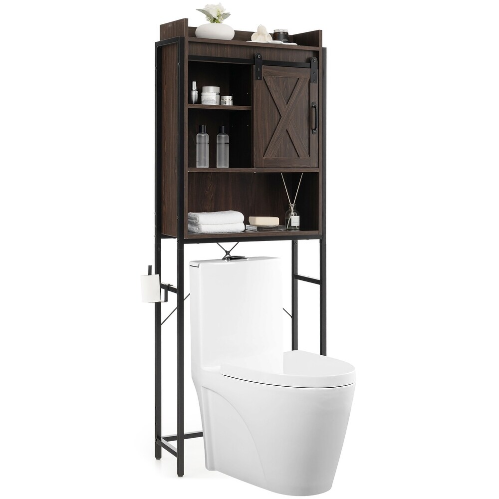 Gymax Over The Toilet Freestanding Storage Rack Bathroom w/ Slipping