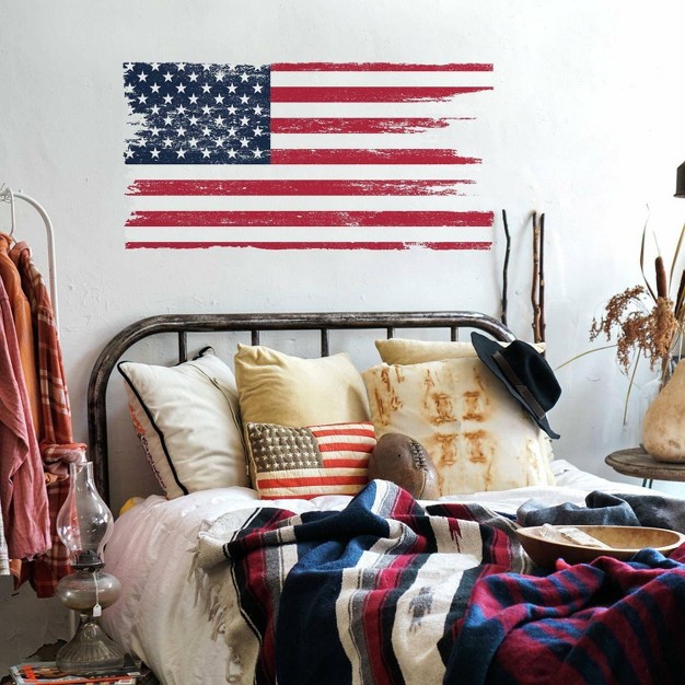 X 16 75 quot Distressed American Flag Giant Peel And Stick Wall Decal Roommates