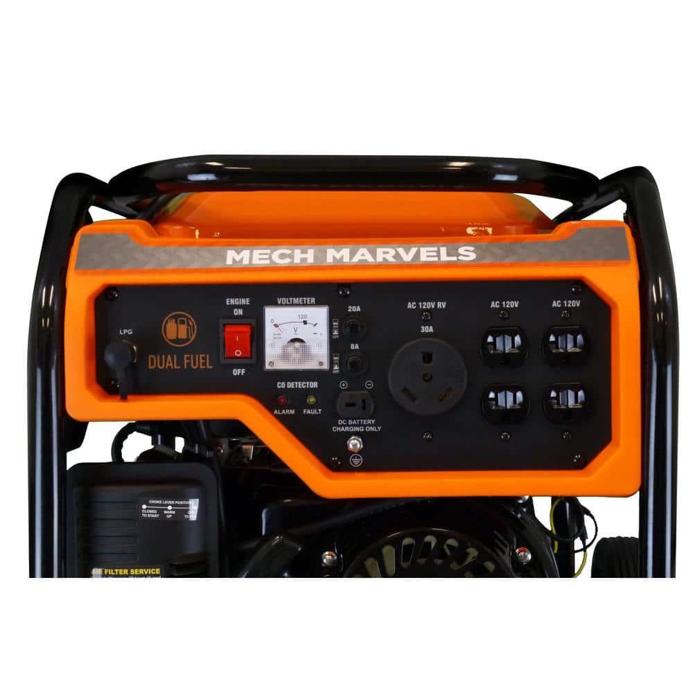 Mech Marvels 4000Watt Recoil Start Dual Fuel PropaneGasoline CARB Compliant Portable Generator with CO Shutdown Sensor