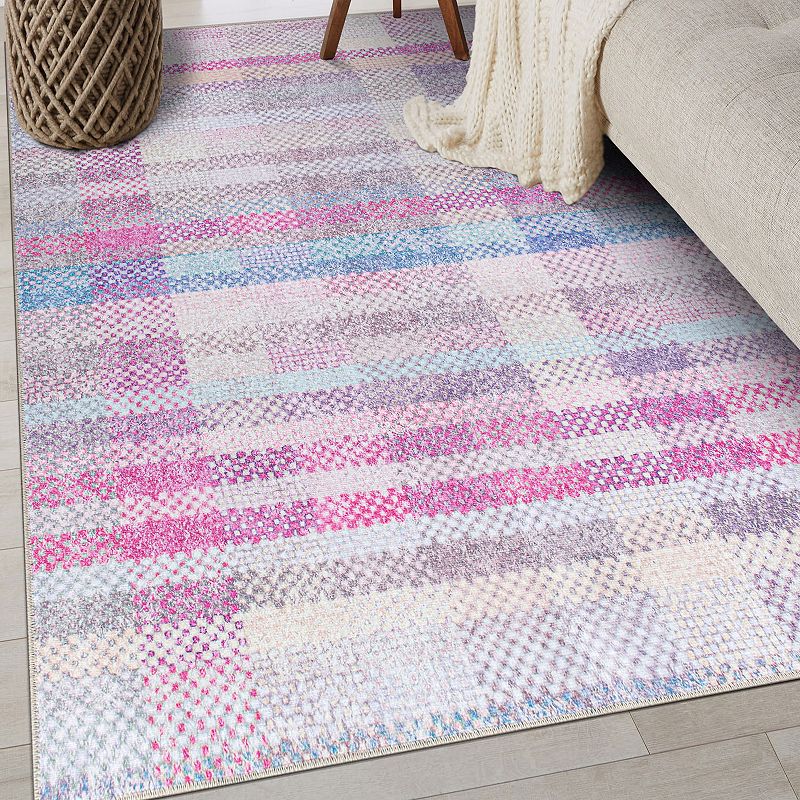 World Rug Gallery Contemporary Plaid Machine Washable Area Rug