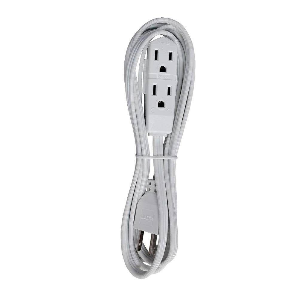 HDX 8 ft. 163 Light Duty Indoor Extension Cord with Banana Tap White HD#838-802