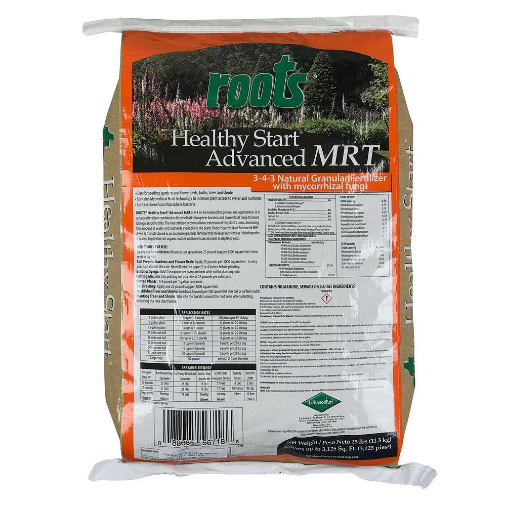 Roots 25 lbs. Healthy Start Advanced MRT 3-4-3 Natural Granular Fertilizer with Mycorrhizal Fungi 2756724